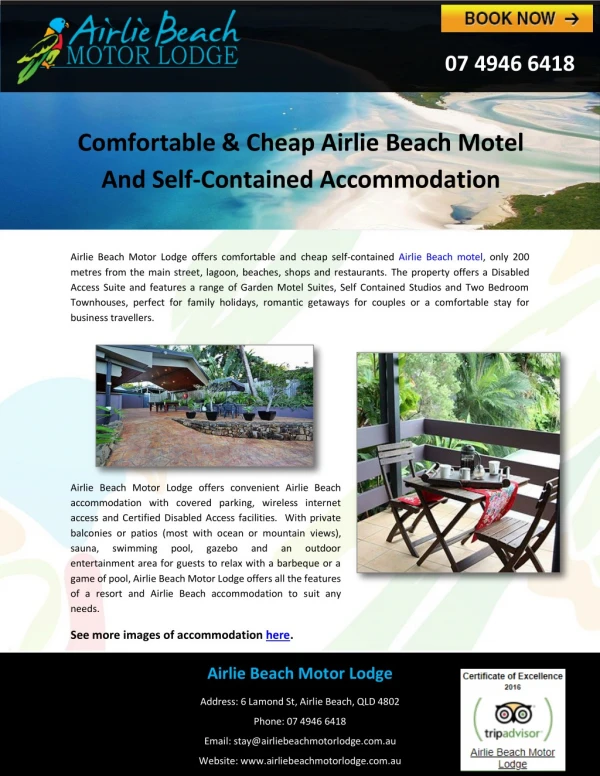 Comfortable & Cheap Airlie Beach Motel And Self-Contained Accommodation