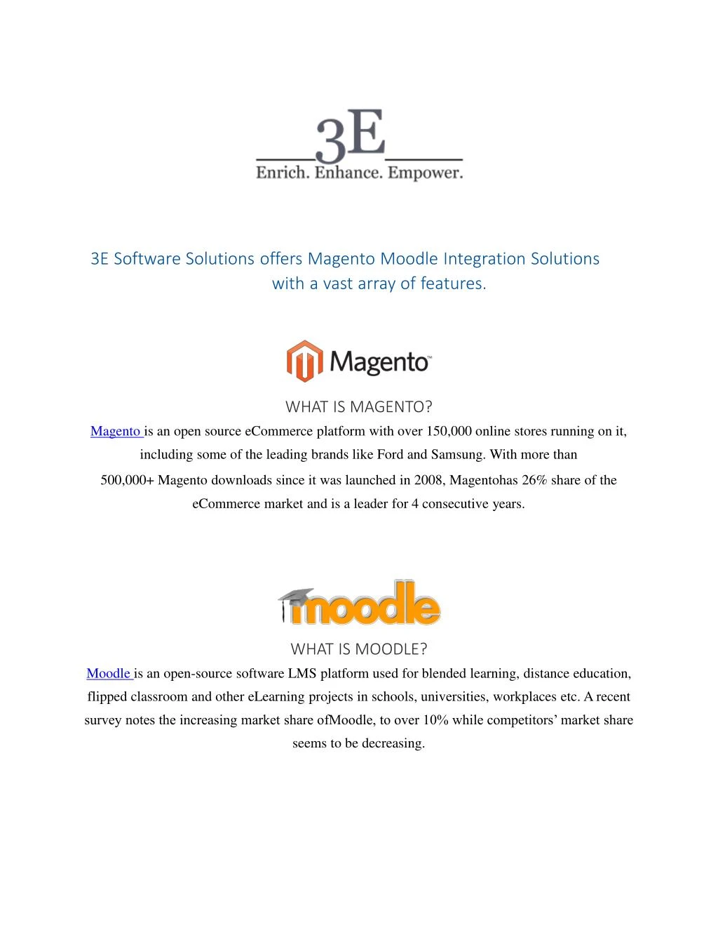 3e software solutions offers magento moodle