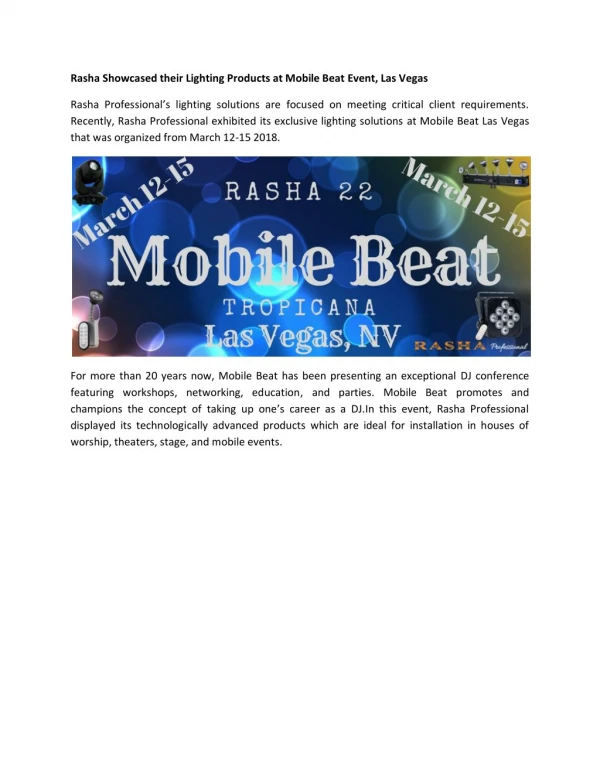 Rasha Professional Successfully Participated in Mobile Beat Event