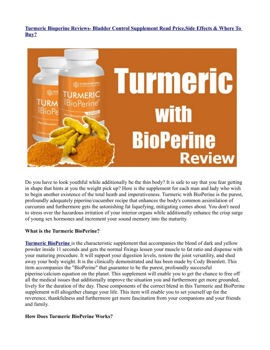 turmeric bioperine reviews bladder control