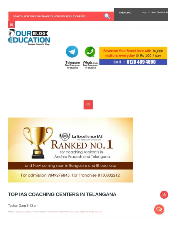Top IAS Coaching Centers in Telangana