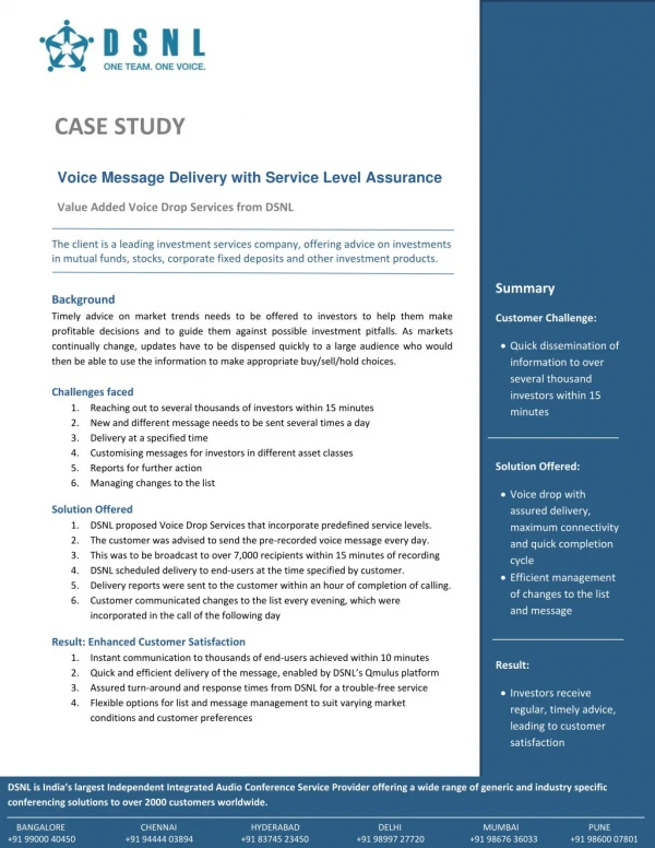 Voice Drop Case Study - DSNL