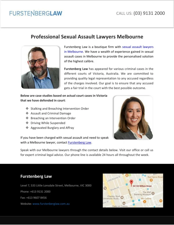Professional Sexual Assault Lawyers Melbourne