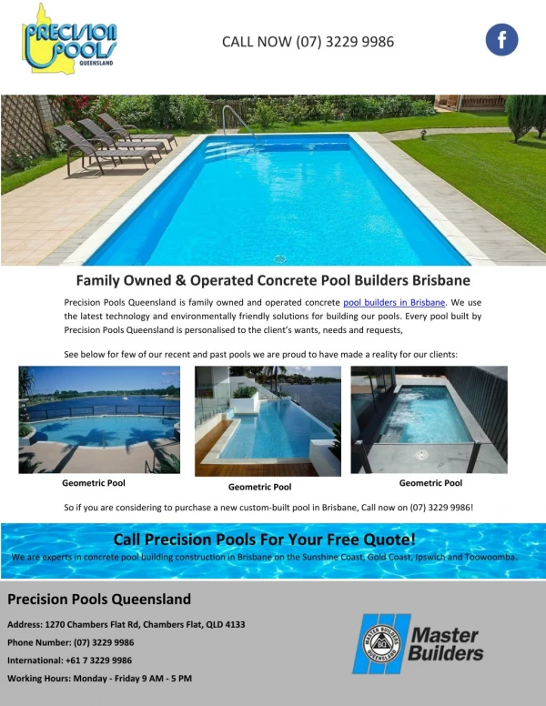 Family Owned & Operated Concrete Pool Builders Brisbane