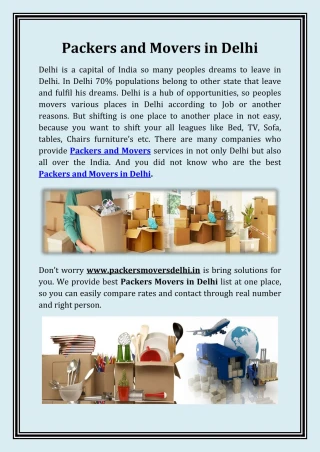 Packers and Movers in Delhi | Top Packers Movers in Delhi