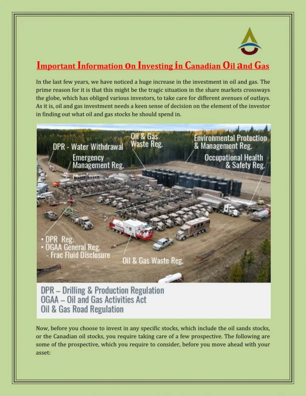 Important Information On Investing In Canadian Oil And Gas - Oilandgasinfo.ca