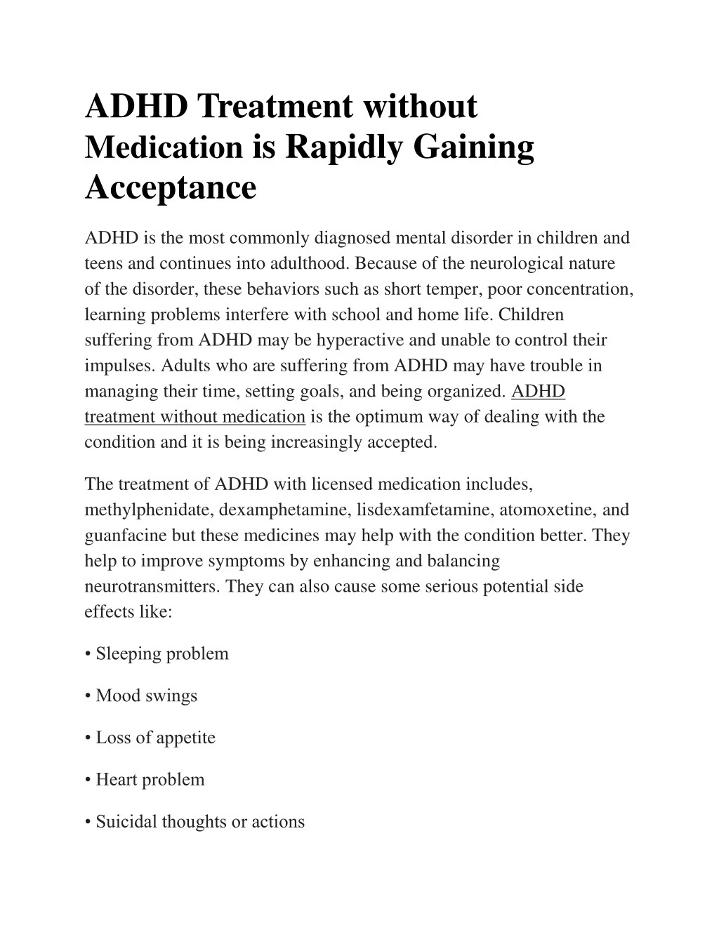 adhd treatment without medication is rapidly