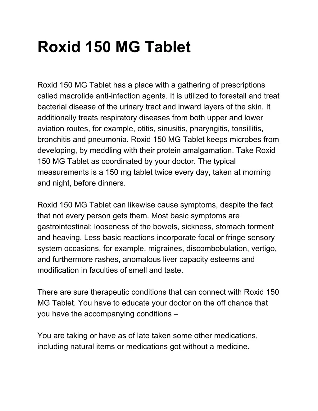 roxid 150 mg tablet roxid 150 mg tablet