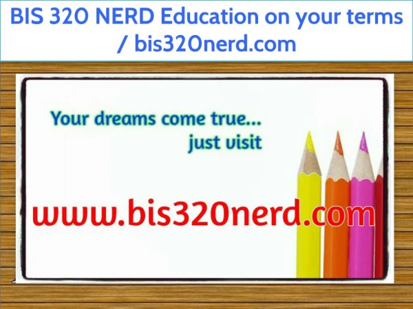 BIS 320 NERD Education on your terms / bis320nerd.com