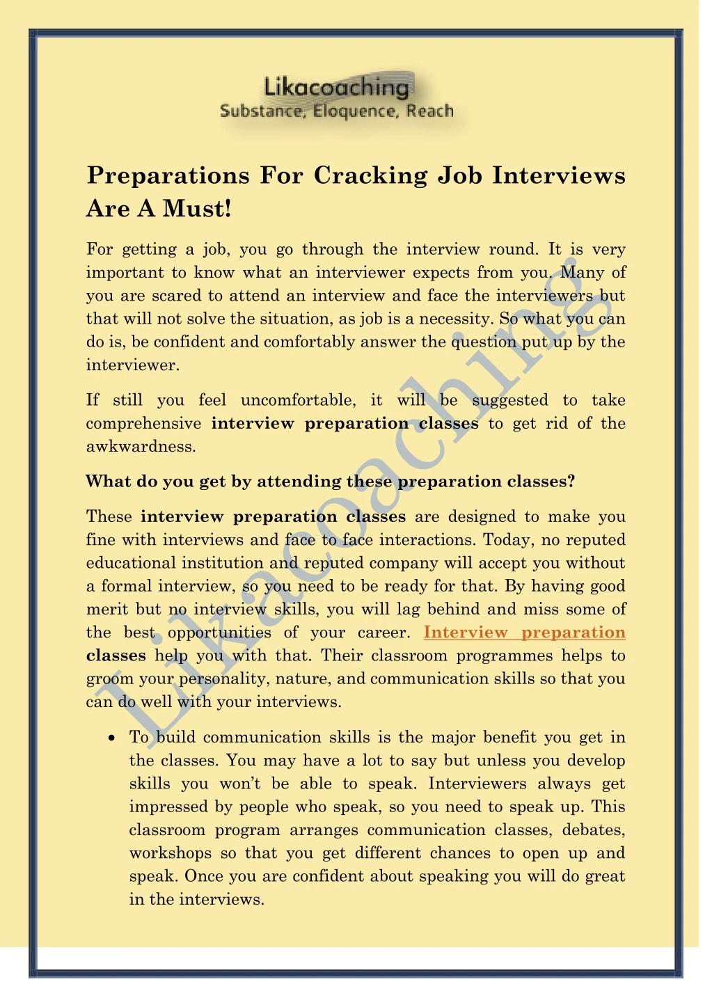 preparations for cracking job interviews