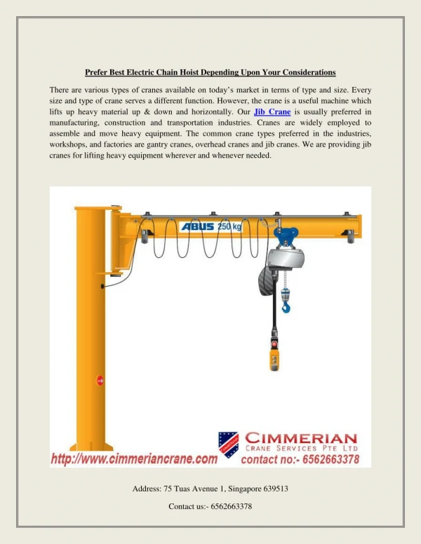 Prefer Best Electric Chain Hoist Depending Upon Your Considerations