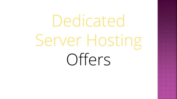 Dedicated Servers Hosting Offers Online