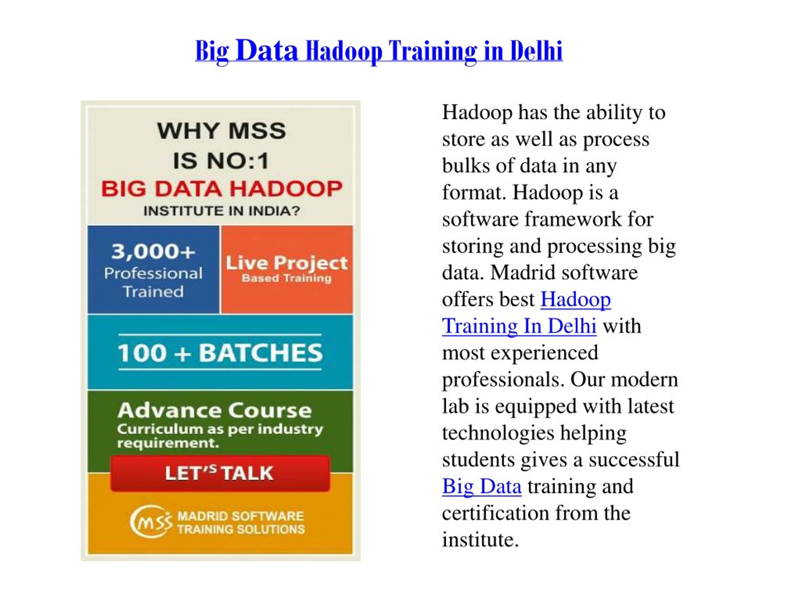 PPT - Big Data Hadoop Training in Delhi PowerPoint Presentation, free ...