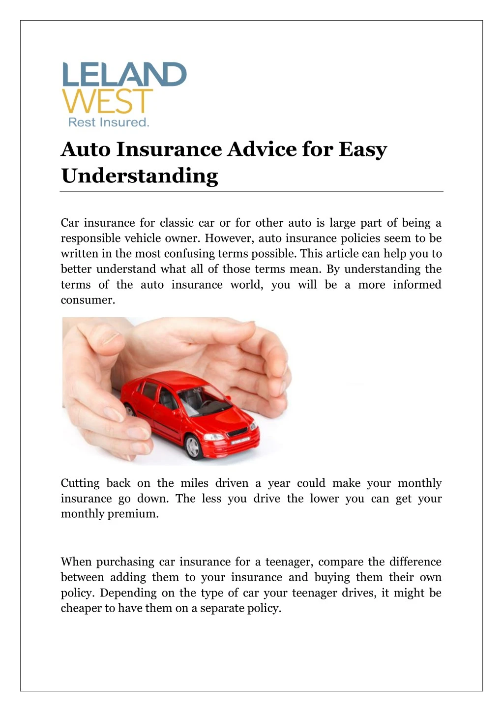 auto insurance advice for easy understanding