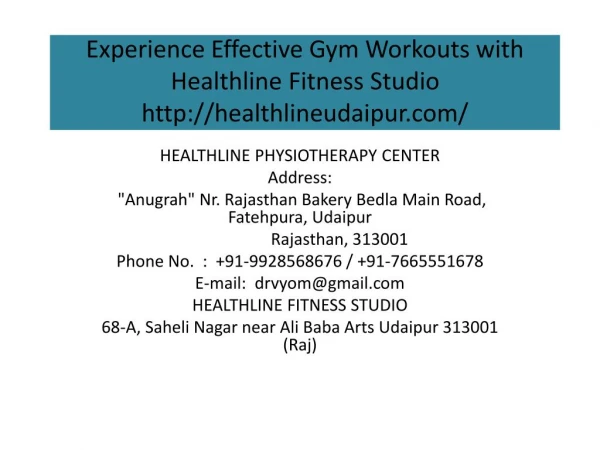 Experience Effective Gym Workouts with Healthline Fitness Studio