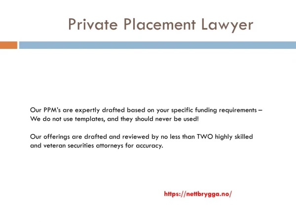 Private Placement Lawyer