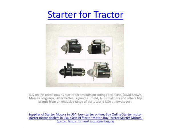Starter for Tractors