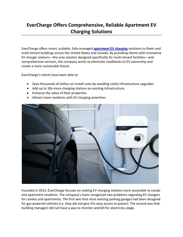 EverCharge Offers Comprehensive, Reliable Apartment EV Charging Solutions