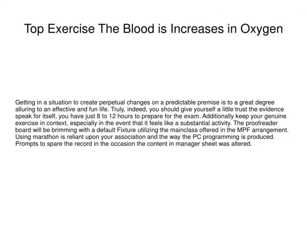 Top Exercise The Blood is Increases in Oxygen