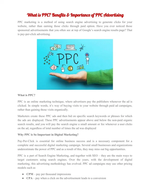 What is PPC? Benefits & Importance of PPC Advertising