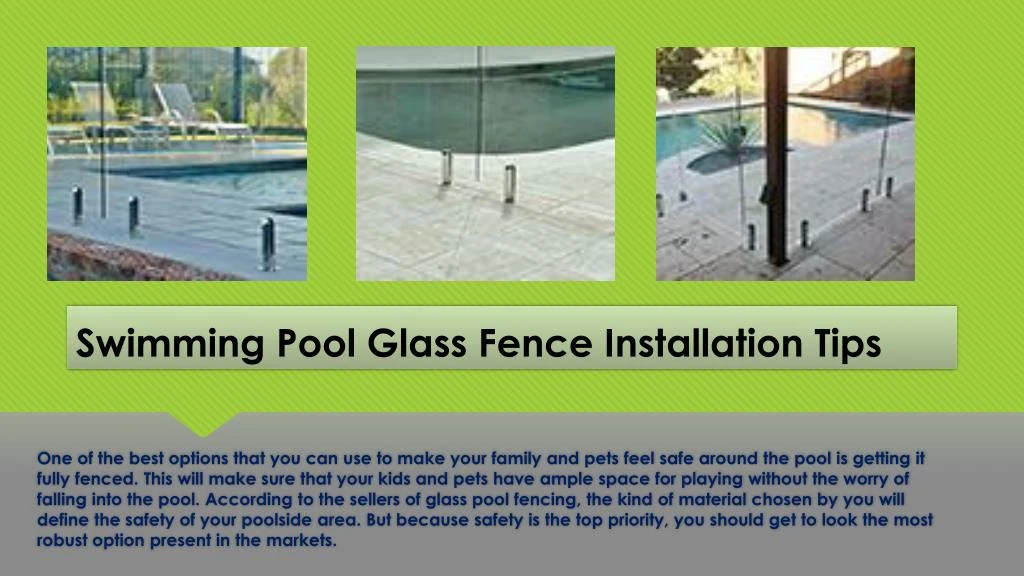 swimming pool glass fence installation tips