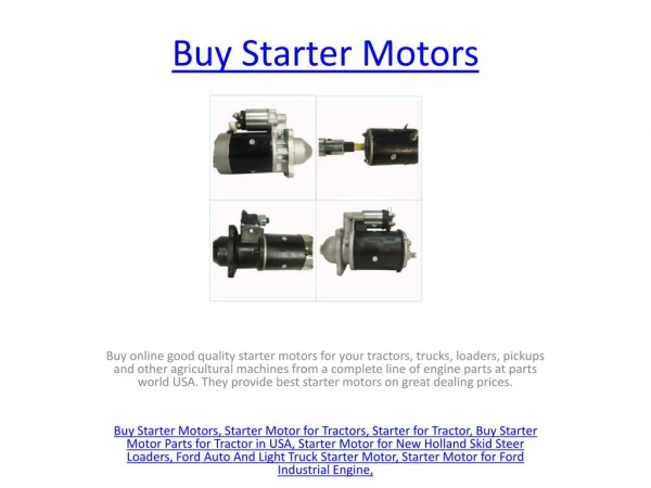 Buy Starter Motor Online