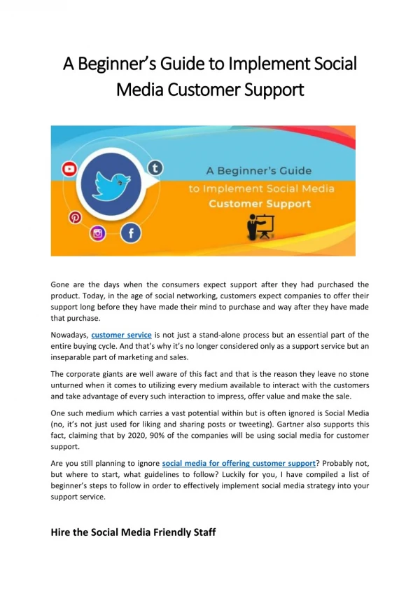 A Beginner’s Guide to Implement Social Media Customer Support