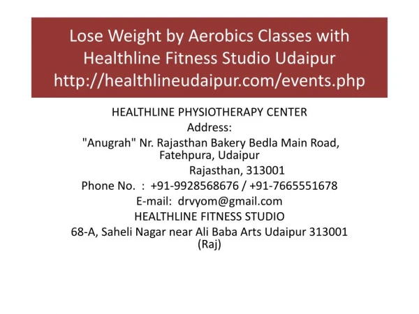 Lose Weight by Aerobics Classes with Healthline Fitness Studio Udaipur