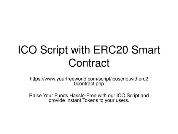 ICO Script with ERC20 Smart Contract