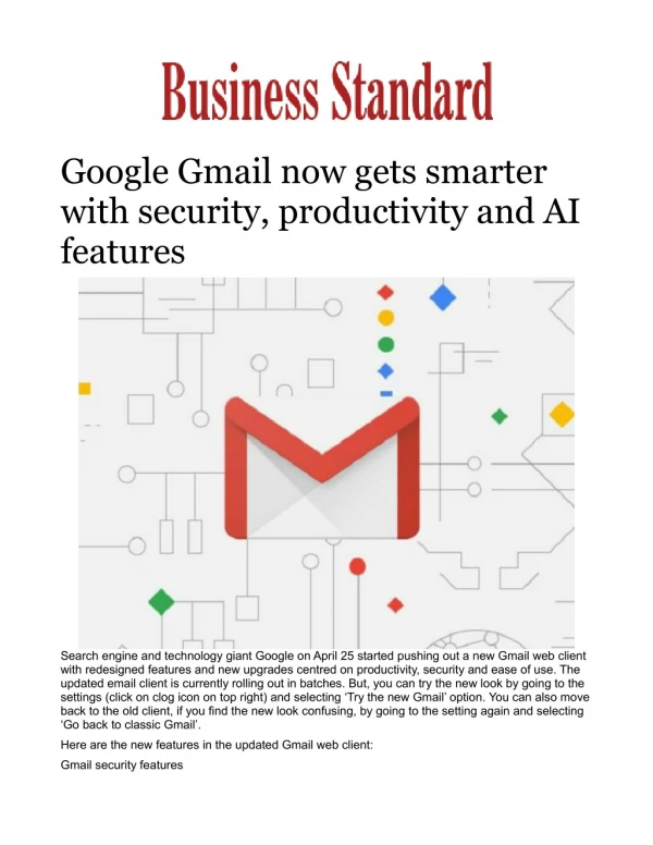 Google Gmail now gets smarter with security, productivity and AI features 