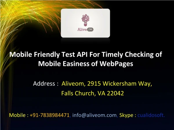Mobile Friendly Test API For Timely Checking of Mobile Easiness of WebPages