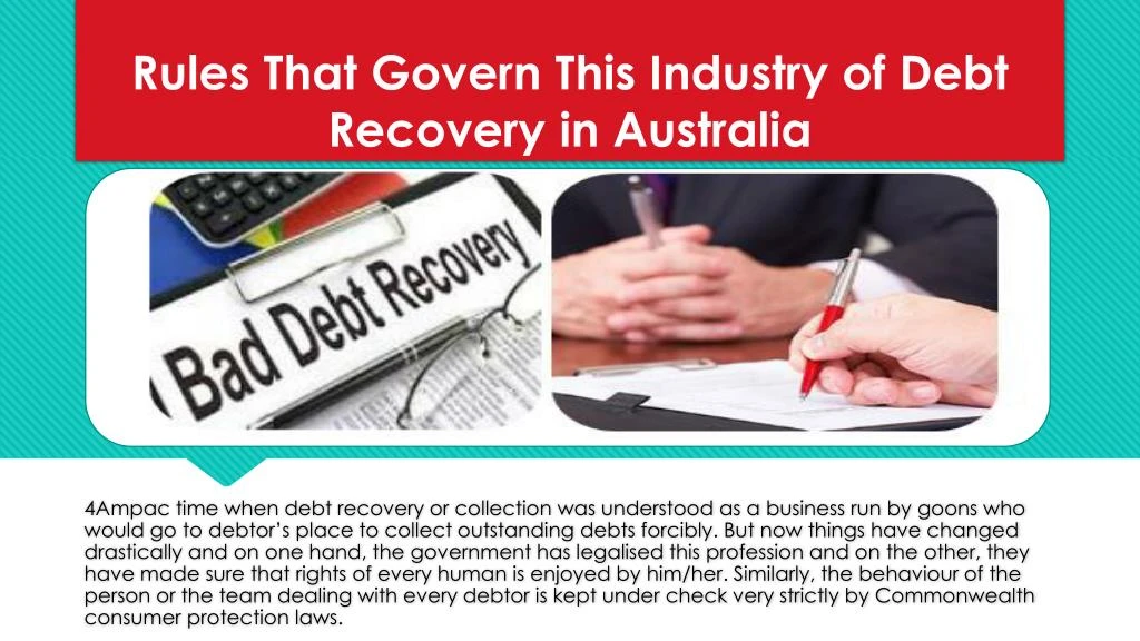 rules that govern this industry of debt recovery in australia