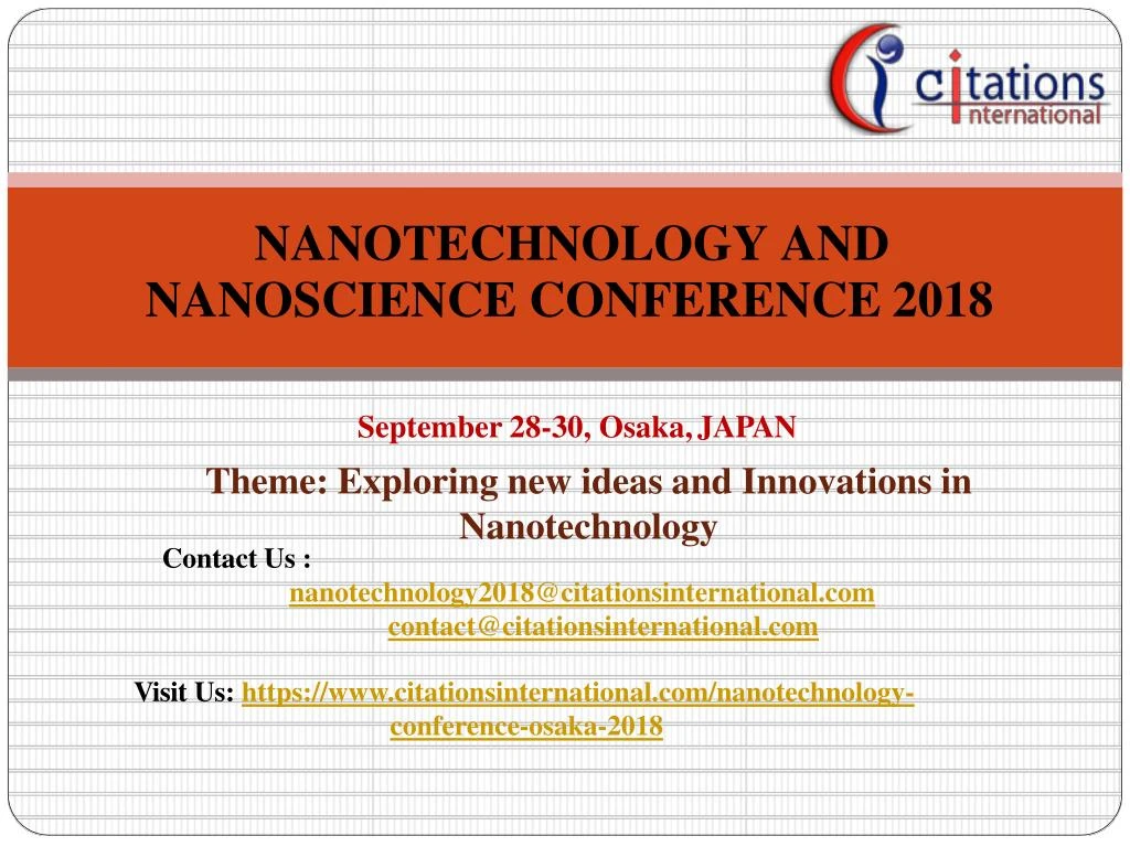 nanotechnology and nanoscience conference 2018