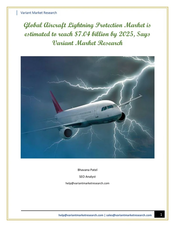 Global Aircraft Lightning Protection Market is estimated to reach $7.04 billion by 2025, Says Variant Market Research