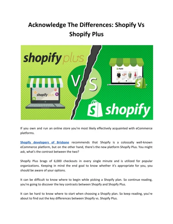 Know the Difference : Shopify vs Shopify Plus