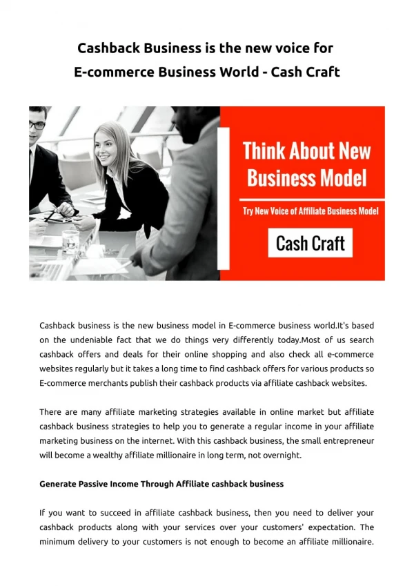 Cashback Business Is The New Voice For E-commerce Business World - Cash Craft