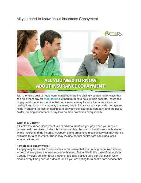 All you need to know about Insurance Copayment