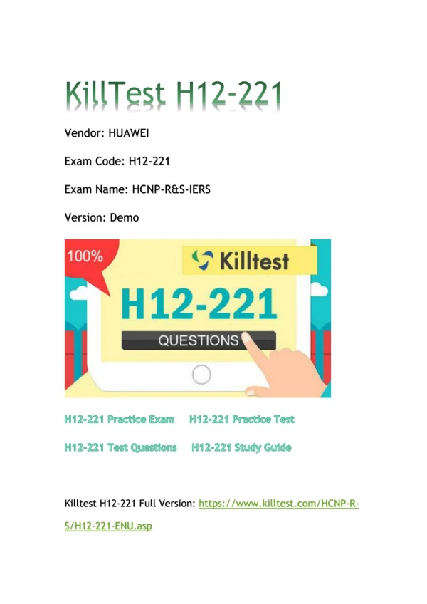 2018 Killtest H12-221 Real Exam Q&As