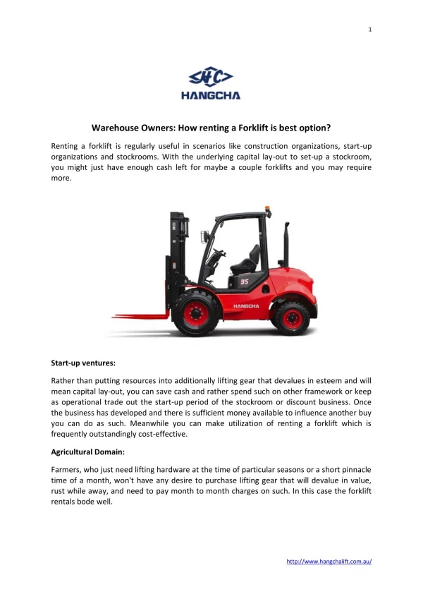 Warehouse Owners: How renting a Forklift is the best option?