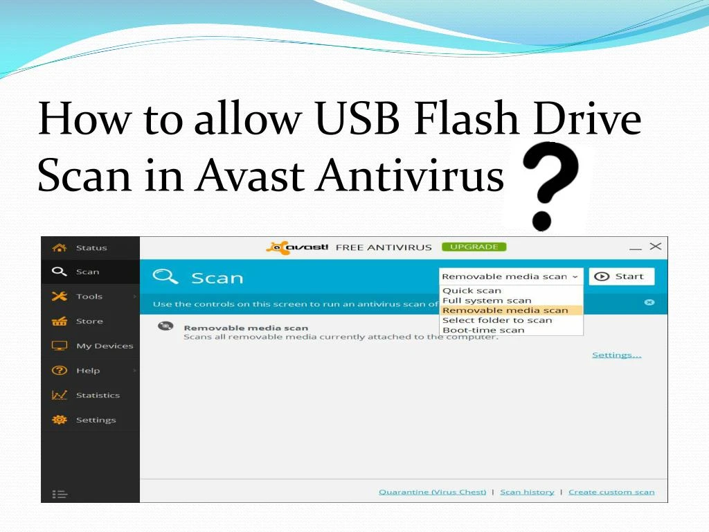 how to allow usb flash drive scan in avast