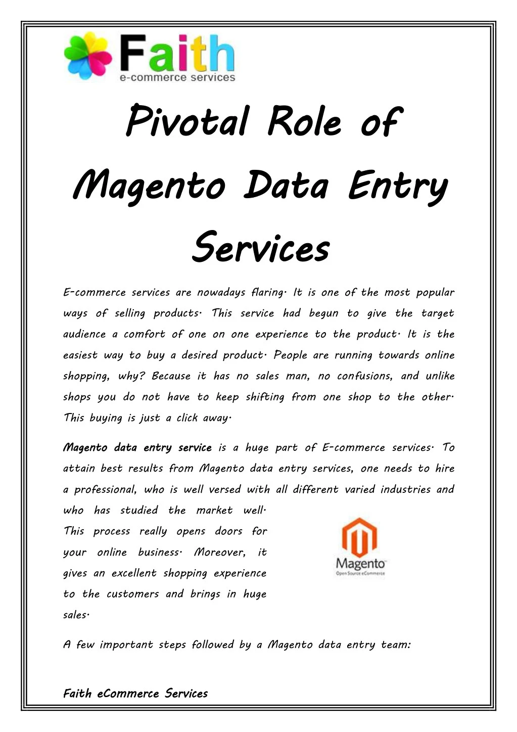 pivotal role of magento data entry s services