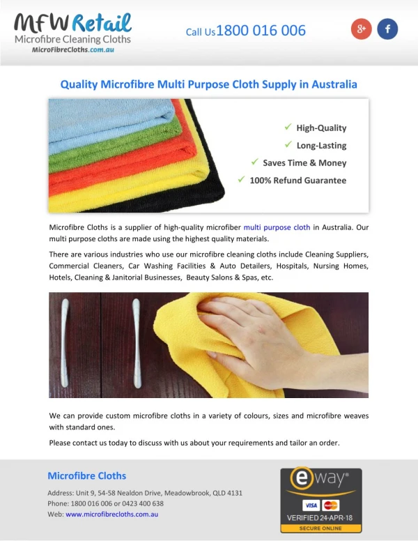 Quality Microfibre Multi Purpose Cloth Supply in Australia