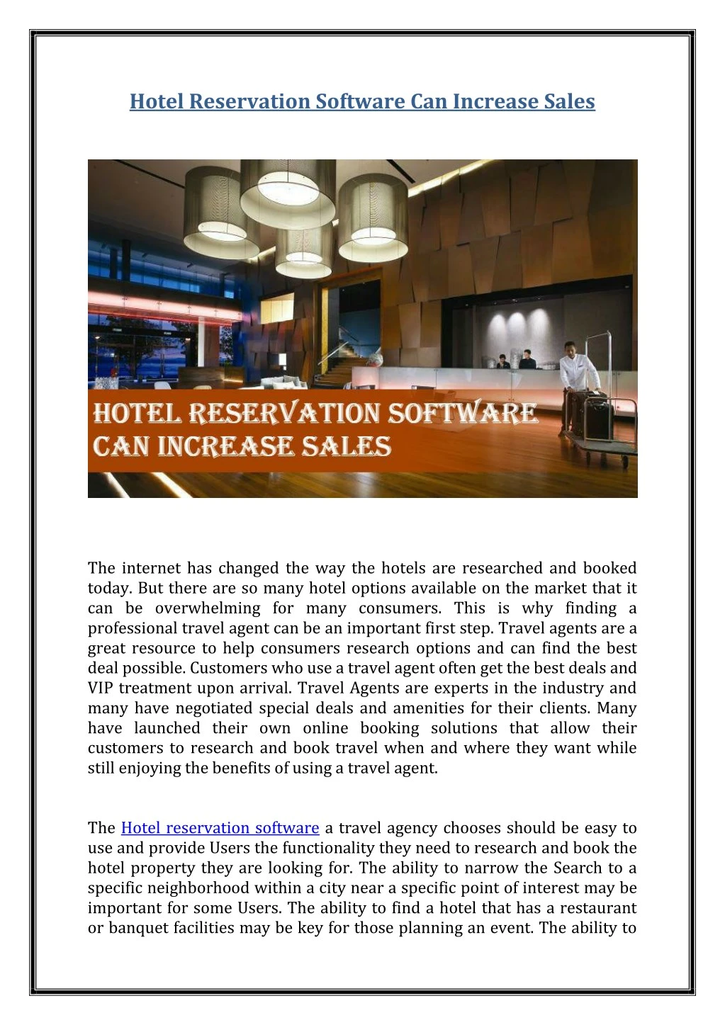 hotel reservation software can increase sales