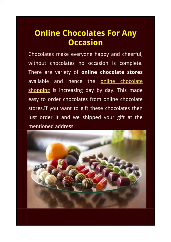 Online Chocolates For Any Occasion
