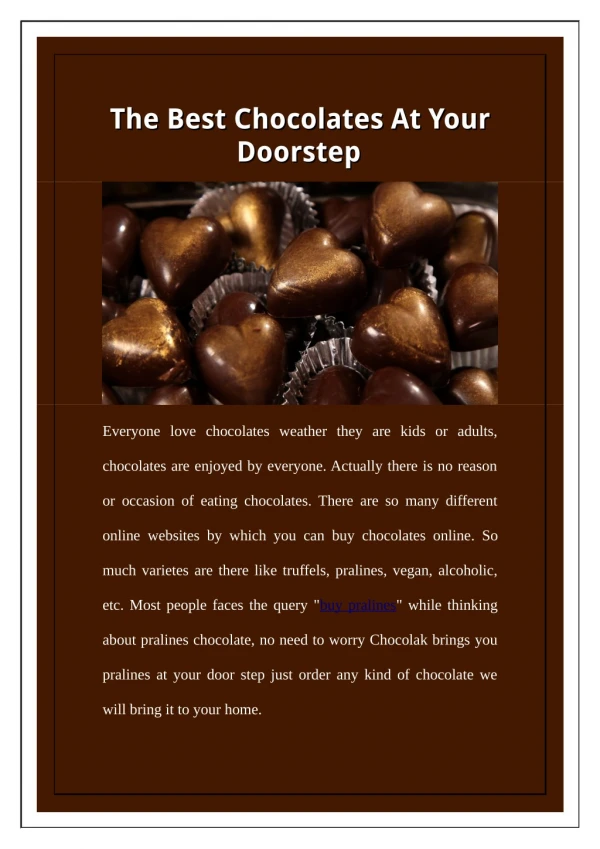 The Best Chocolates At Your Doorstep