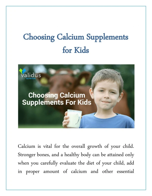 Choosing Calcium Supplements for Kids