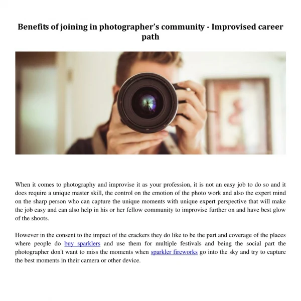 Benefits of joining in photographer’s community - Improvised career path