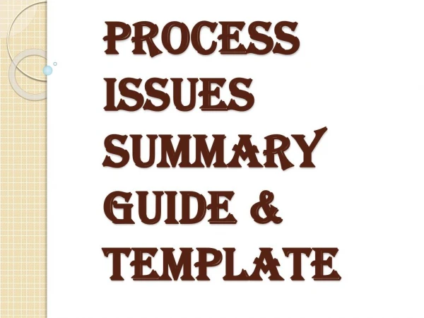 Process Issues Summary Guide & Template