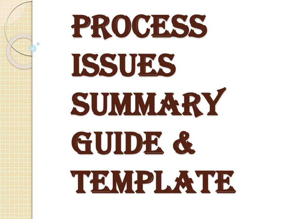 process issues summary guide template