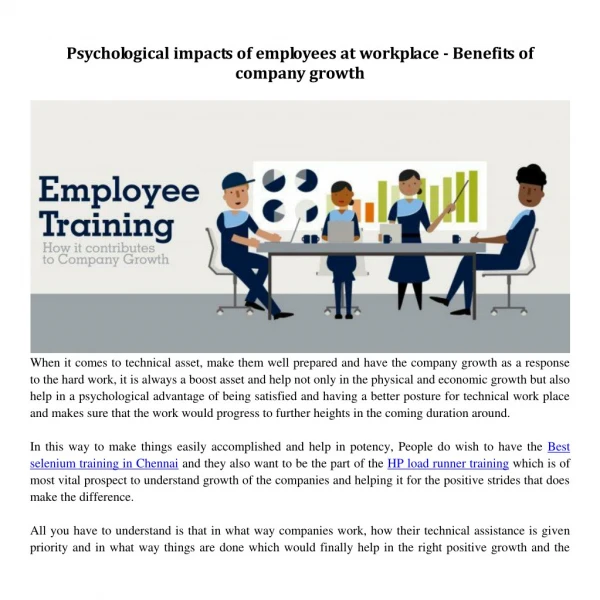 Psychological impacts of employees at workplace - Benefits of company growth